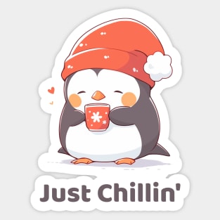 Christmas Penguin Just Chillin' Sticker